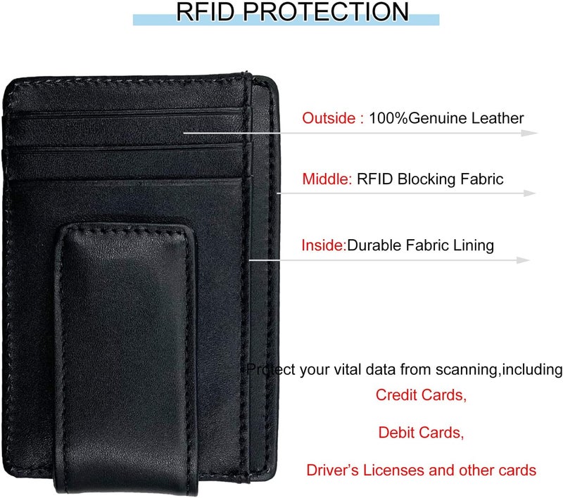 HOPSOOKEN Money Clip RFID Front Pocket Wallet Men Leather Slim Minimalist Wallet - Image 4